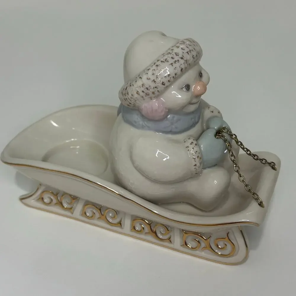 Lenox Snowman on Sled Votive